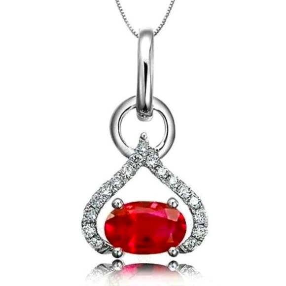 HOST PICK Gorgeous 925 Silver Ruby Diamond Necklace - Picture 1 of 2